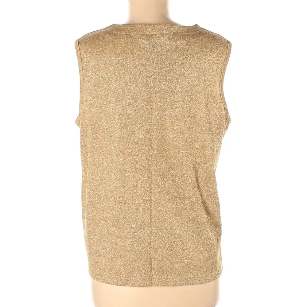 Bob Mackie Gold Tan Metallic Sleeveless Blouse | M